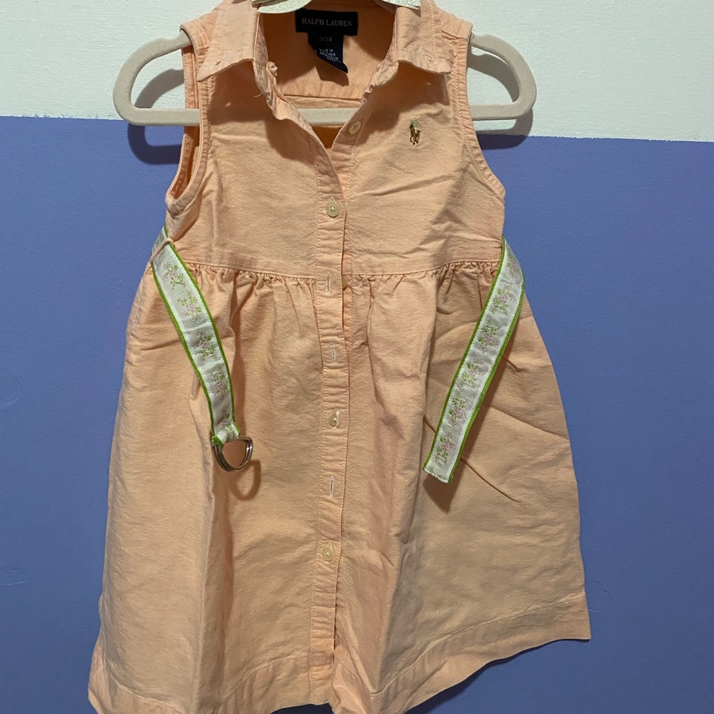 Easter peach dress with matching bunny ear bow.